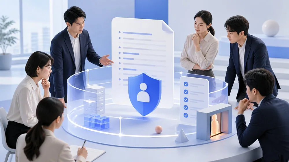 企業の生成AI利用ガイドラインを確認する担当者