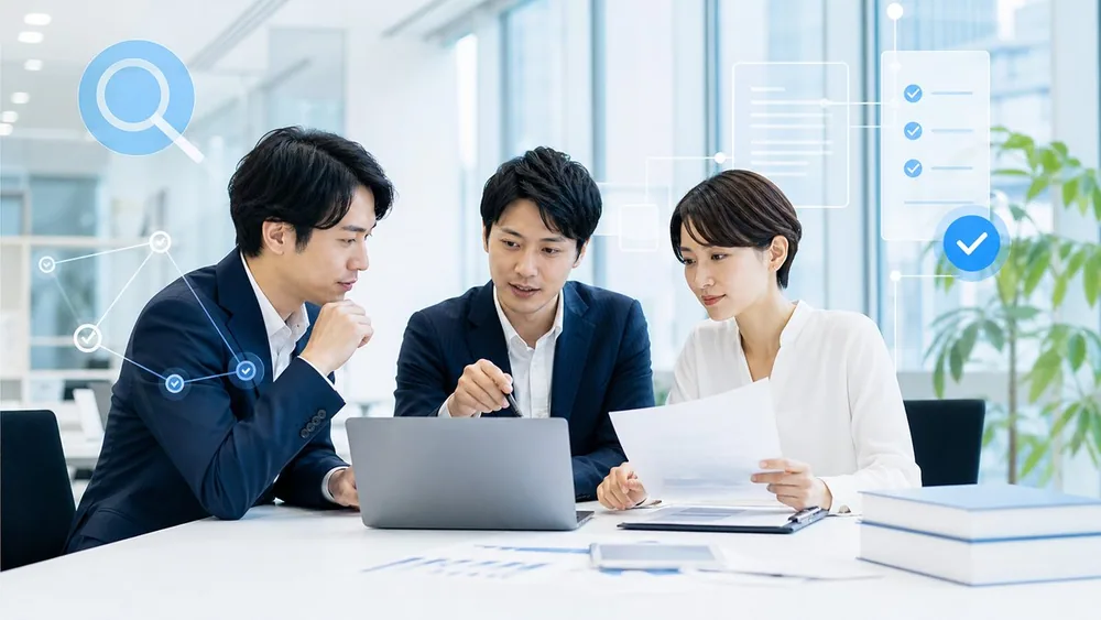 生成AIの回答を資料と照合する企業チーム